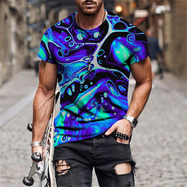 3D effect clothing T-shirt men Crew neck Casual fashion Summer Short Sleeve  gym t shirt men Hip Hop oversized t shirt men Street